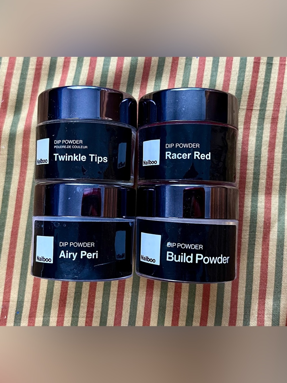 Nailboo Dip Nail Powders Set Twinkle Tips Racer Red Airy Peri Build PowderOPENED